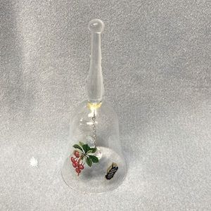 Vintage West Virginia Glass Bell with Cherry Design 6 inch tall